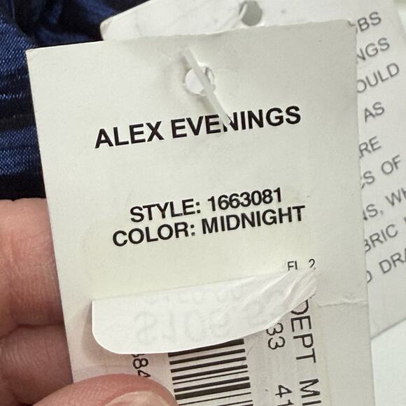 Alex Evenings Dress Size 8 Midnight Blue Formal Gown Long Prom Beaded Ruched NWT - Picture 11 of 11